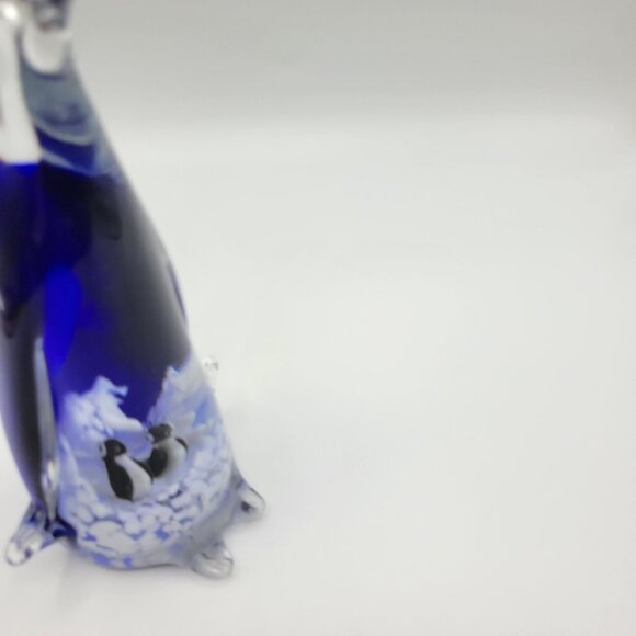 Vintage Art Glass Paperweight Penguin Figurine With Penguins Inside 8" Tall - Picture 12 of 13